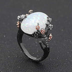 Midnight Blossom Opal Crystal Ring