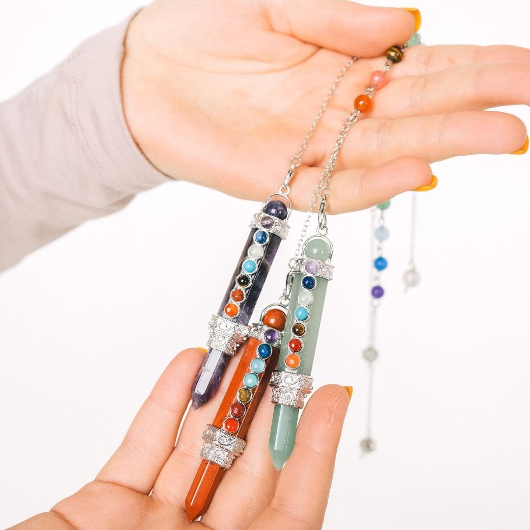 7 Chakra Wand Crystal Pendulum