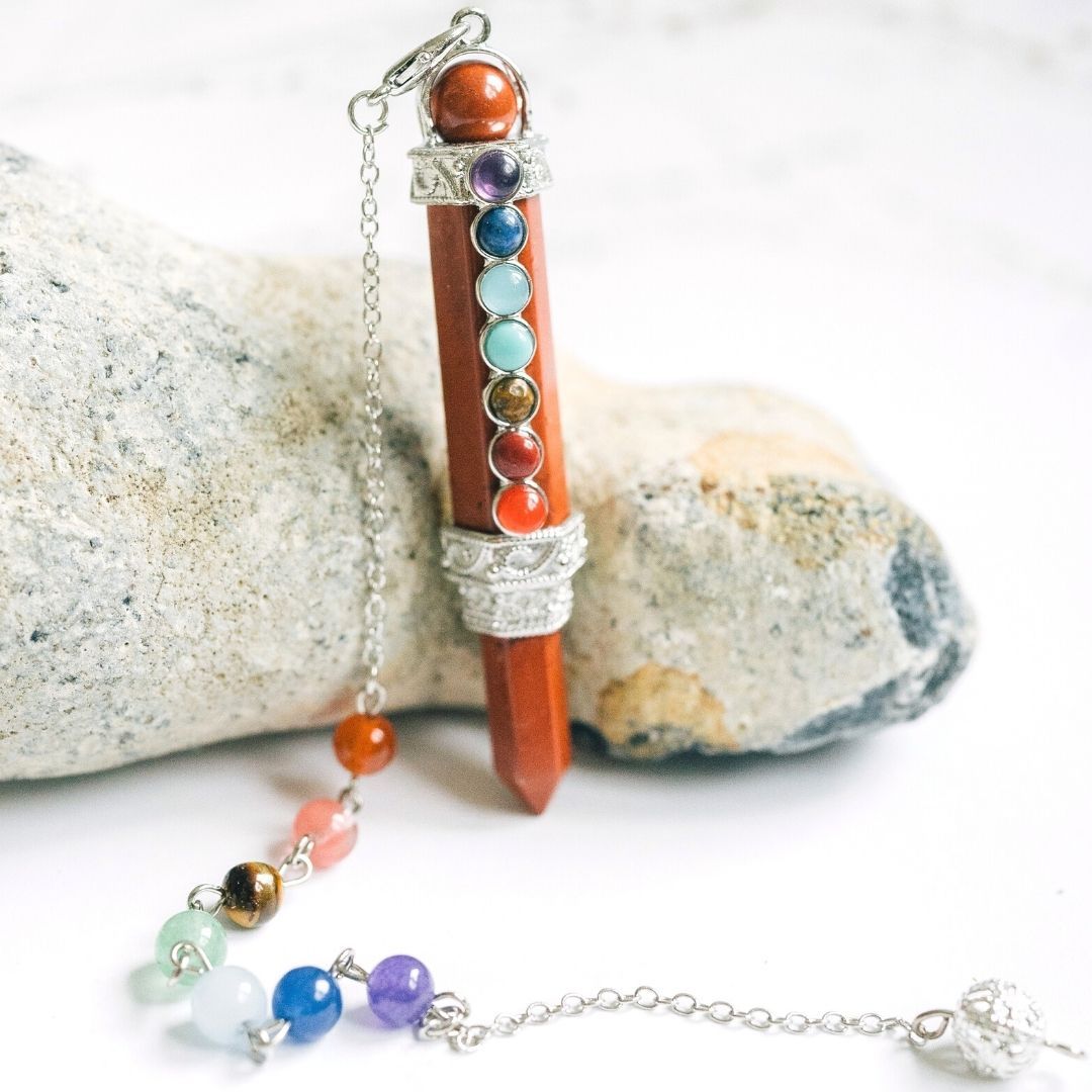 7 Chakra Wand Crystal Pendulum