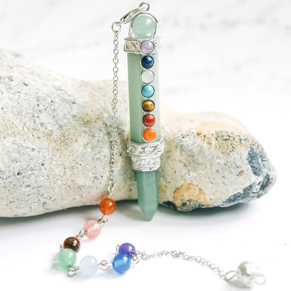 7 Chakra Wand Crystal Pendulum