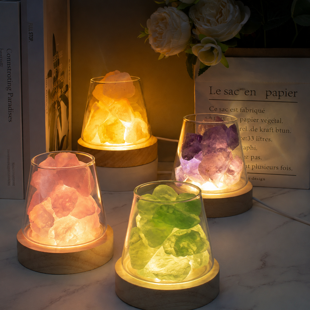 Raw Gemstone Essential Oil Diffuser With Light