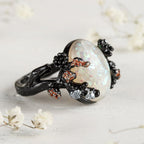 Midnight Blossom Opal Crystal Ring
