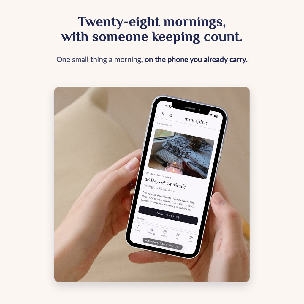 The 28-day path in the Mine Spirit app, open on a phone