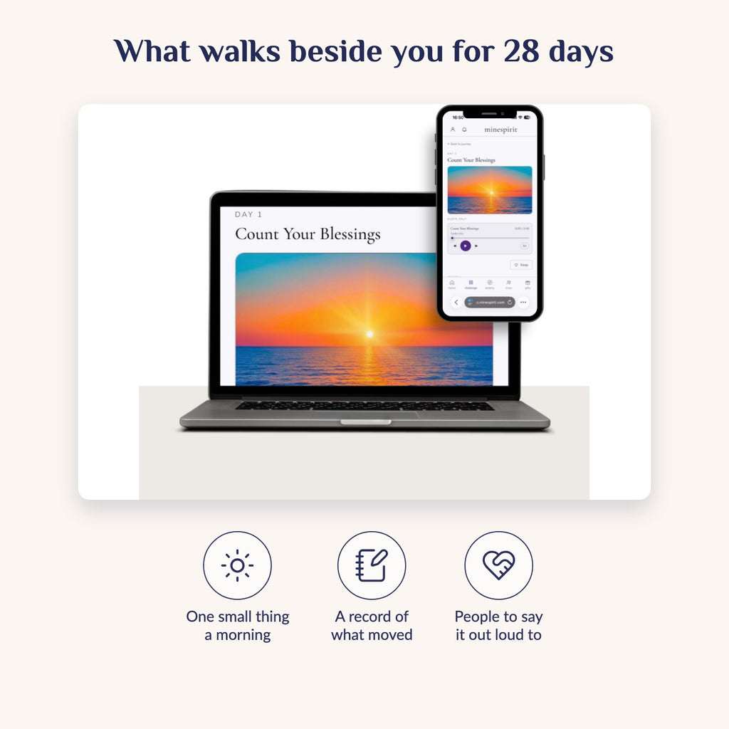 Day 1 of the 28-day path on phone and laptop