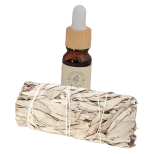 White sage and essential oil for clearing the room