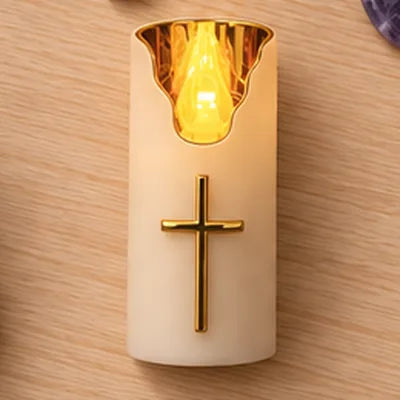 A flameless prayer candle